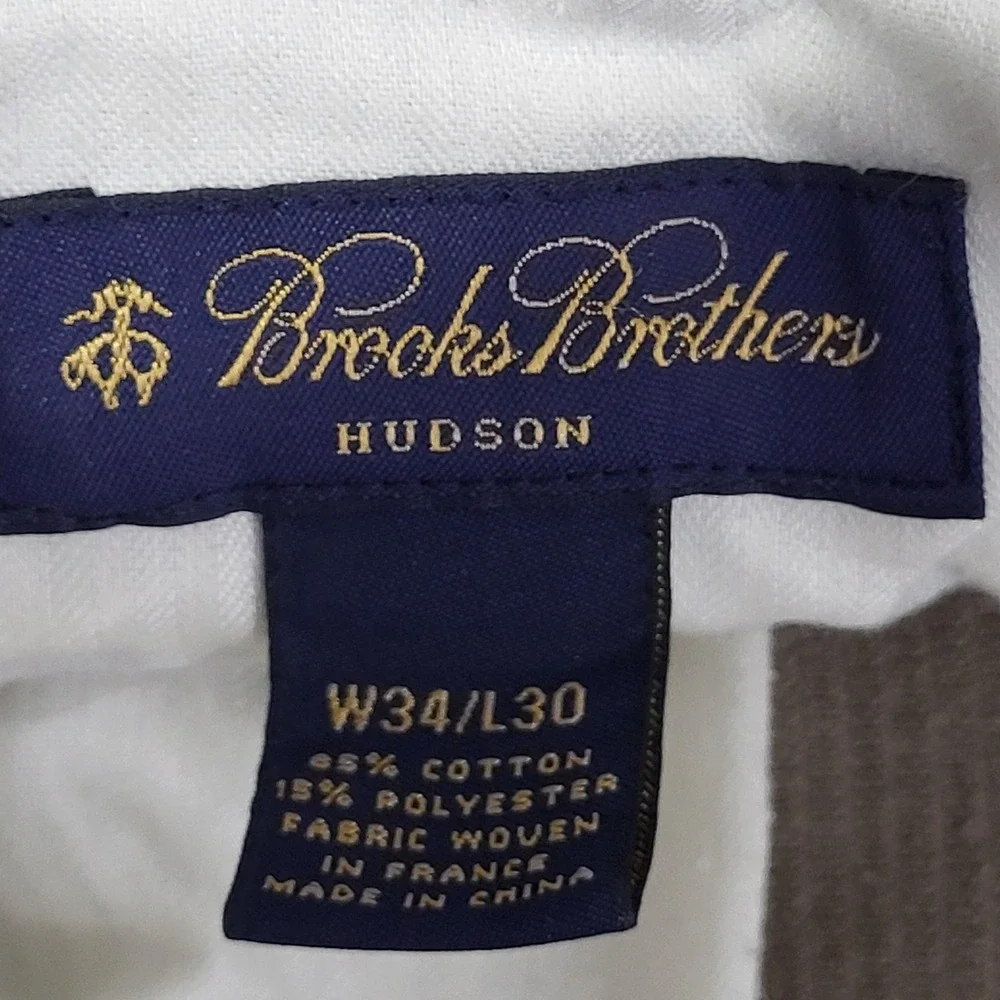 Brooks Brothers Hudson Pants Mens 34x30 Brown Corduroy Chino Straight Leg Casual